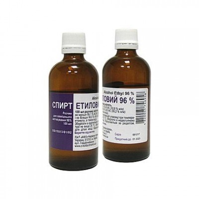 Спирт етиловий 96%, розчин для зовнішнього застосування 96% по 100 мл